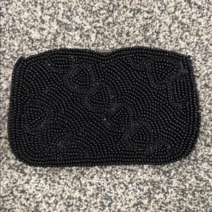 Stunning Bag by Debbie Vintage Timeless Old Money Handmade Black Beaded Pouch